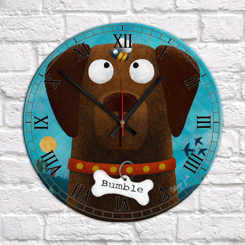 Chocolate Labrador & Bumble Bee - Personalised Pooch Art Clock